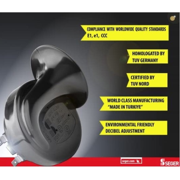 NEW Trumpet Car Horn Set High Low Tone 12 Volt Universal Fit Original 60B Series - Picture 2 of 15